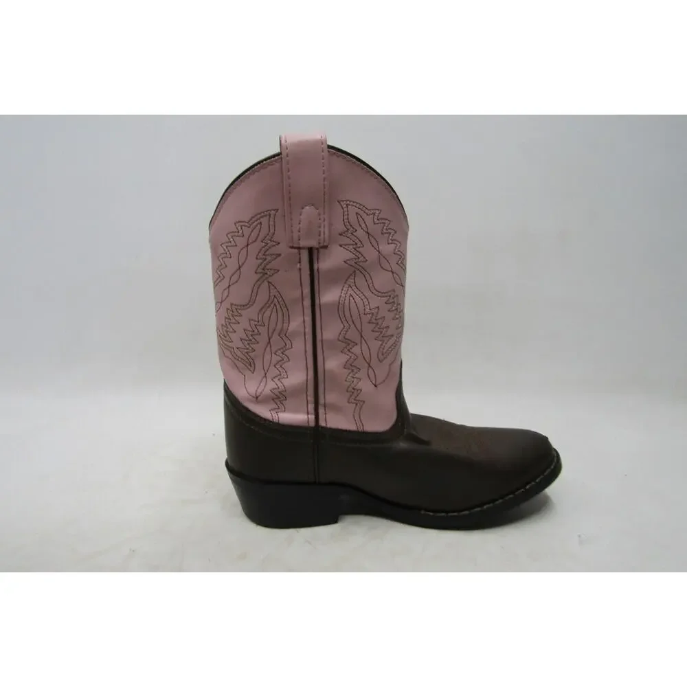 Smoky Mountain Youth Size 2.5 R Pink Brown Leather Western Cowboy Boots